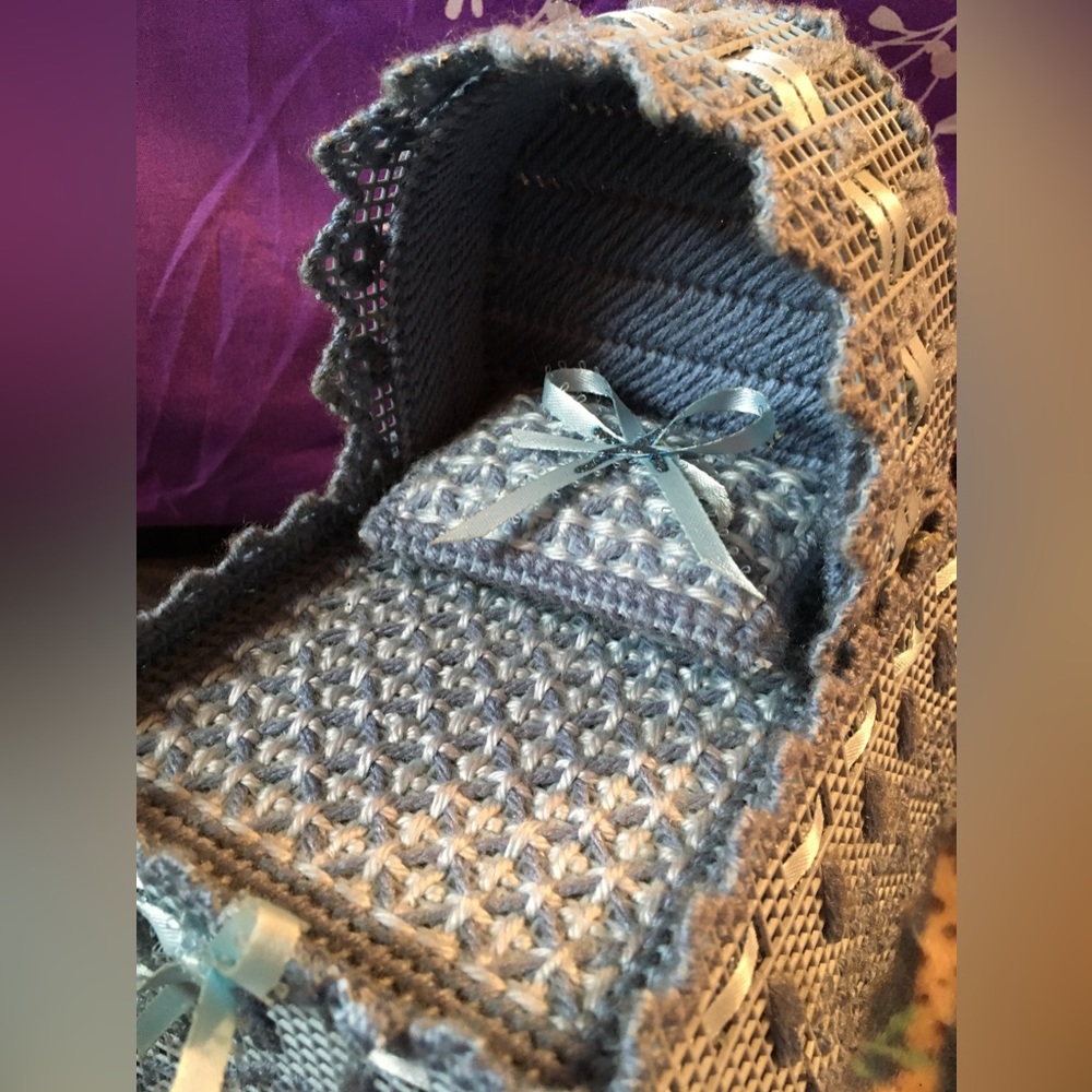 Baby bassinet homemade tissue box cover.👶👶🏽🍼